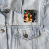 Badge Carré 5 Cm Lignes et bouton de courbes (En situation)