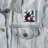 Badge Carré 5 Cm Ligue de la justice - Groupe 1 (En situation)