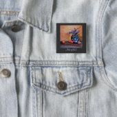 Badge Carré 5 Cm Lilas et lapins d'Artbyshel (En situation)