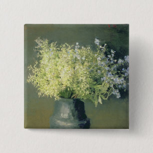 Badge Carré 5 Cm Lilas et myosotis des marais sauvages, 1889