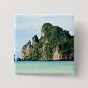 Badge Carré 5 Cm l'île de Ko Phi Phi sur la mer d'Andaman, Krabi