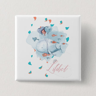 Badge Carré 5 Cm Lilibet Nommé Cadeaux de BALEINE Magique pour fill