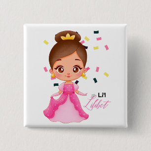 Badge Carré 5 Cm Lilibet Nommé Cadeaux Princesse Rose pour Filles
