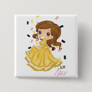 Badge Carré 5 Cm Lilibet Nommée Golden Princess Girl Gifts