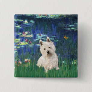 Badge Carré 5 Cm Lilies 5 - Westie 1