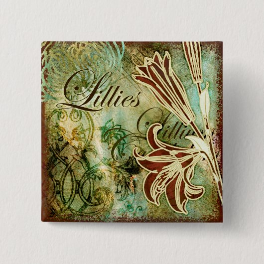 Badge Carré 5 Cm Lillies (Devant)