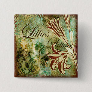 Badge Carré 5 Cm Lillies