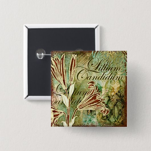 Badge Carré 5 Cm Lillium candidum (Devant & derrière)