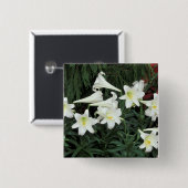 Badge Carré 5 Cm Lily de Pâques (Lilium regale) (Devant & derrière)