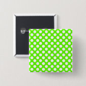 Badge Carré 5 Cm Lime Green et Pois blancs (Devant & derrière)