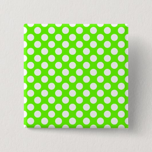 Badge Carré 5 Cm Lime Green et Pois blancs (Devant)
