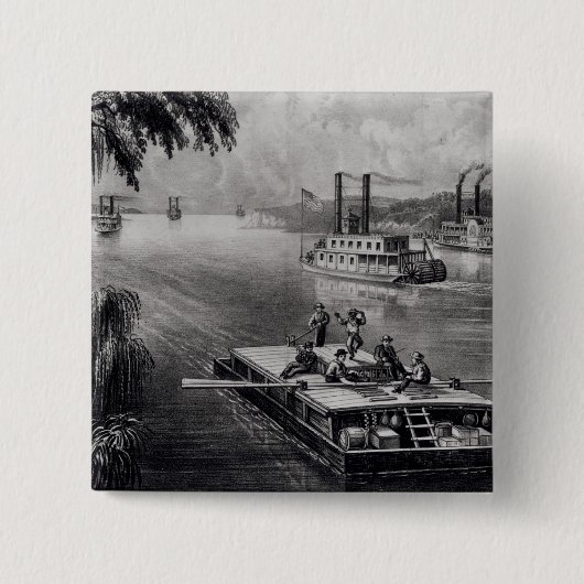 Badge Carré 5 Cm Limite en bas de la rivière (Devant)