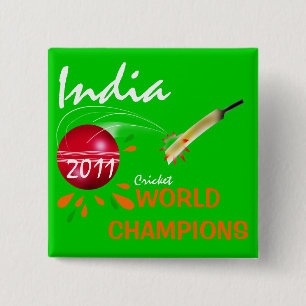 Badge Carré 5 Cm L'Inde 2011 coupes du monde du cricket ICC