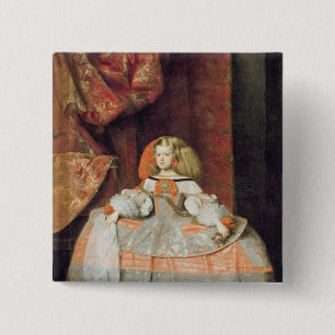 Badge Carré 5 Cm L'Infanta Maria Marguerita dans le rose