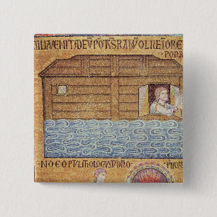 Badge Carré 5 Cm L'inondation, de l'oreillette, coordonnée de Noé