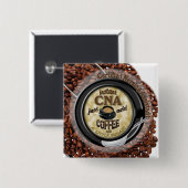 BADGE CARRÉ 5 CM L'INSTANT PEUT ASSISTANT SOIGNANT CERTIFIÉ (Devant & derrière)