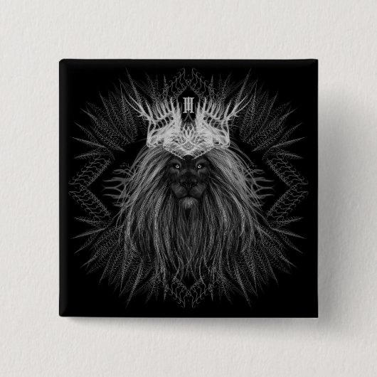 Badge Carré 5 Cm Lion avec monogramme de couronne (Devant)