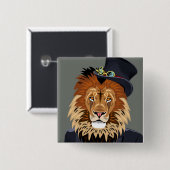 Badge Carré 5 Cm Lion chic (Devant & derrière)