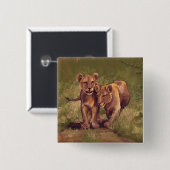 Badge Carré 5 Cm Lion Cubs (Devant & derrière)