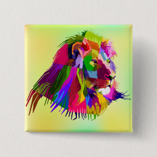 Badge Carré 5 Cm Lion Head Prismatic Pop Art Design-62502