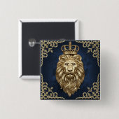 Badge Carré 5 Cm Lion Majestic (Devant & derrière)