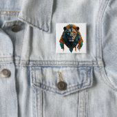 Badge Carré 5 Cm Lion Majestic (En situation)
