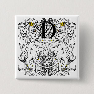 Badge Carré 5 Cm Lion Rampant Renaissance Mariage