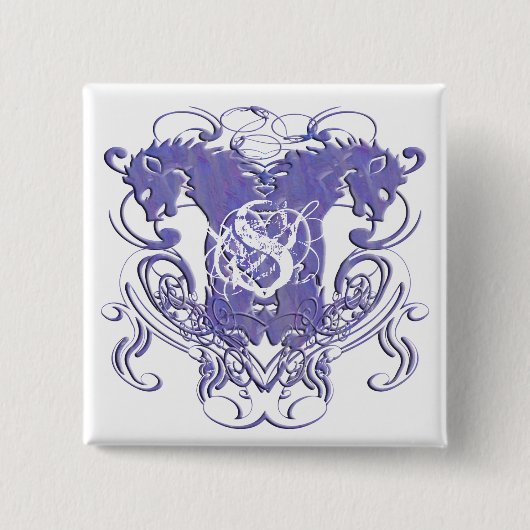 Badge Carré 5 Cm Lion Rampant Renaissance Mariage (Devant)