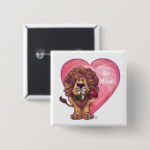 Badge Carré 5 Cm Lion Saint Valentin (Devant & derrière)
