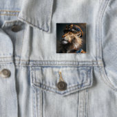 Badge Carré 5 Cm Lion Steampunk (En situation)