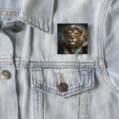 Badge Carré 5 Cm Lion Steampunk (En situation)