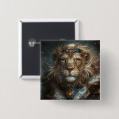 Badge Carré 5 Cm Lion Steampunk (Devant & derrière)
