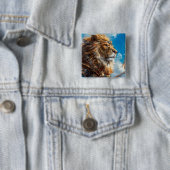Badge Carré 5 Cm Lion Steampunk (En situation)