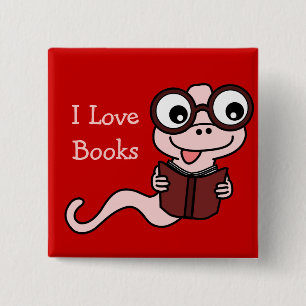 Badge Carré 5 Cm Lire un mois du livre : I Love Books