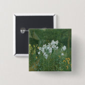 Badge Carré 5 Cm Lis de Madonna dans un jardin (Devant & derrière)