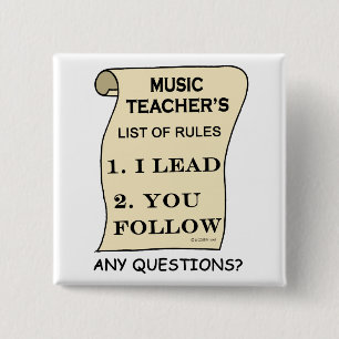 Badge Carré 5 Cm Liste de professeur de musique de règles
