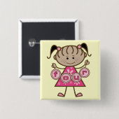 Badge Carré 5 Cm Little Girl 4th Birthday Tshirts et cadeaux (Devant & derrière)
