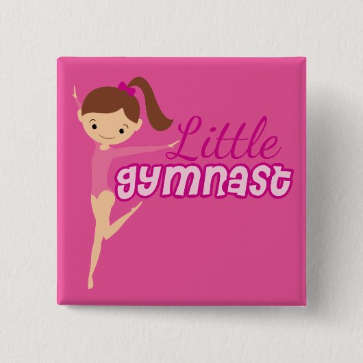 Badge Carré 5 Cm Little Gymnast (rose) (Devant)