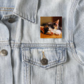 Badge Carré 5 Cm Little Kitty Dormait (En situation)