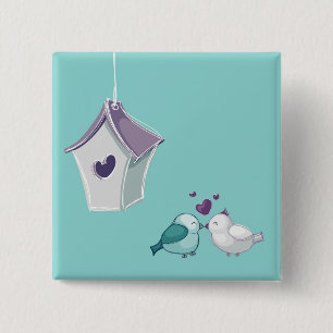 Badge Carré 5 Cm Little Lovebirds