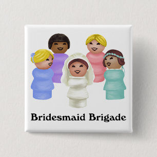 Badge Carré 5 Cm Little People - Bridesmaid Brigade