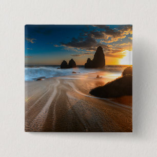 Badge Carré 5 Cm Littoral au coucher du soleil la Californie du