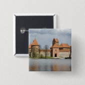 Badge Carré 5 Cm Lituanie, Trakai. Château d'Île 2 (Devant & derrière)