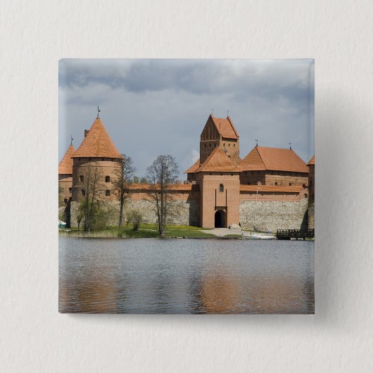 Badge Carré 5 Cm Lituanie, Trakai. Château d'Île 2 (Devant)