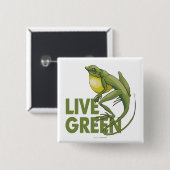 Badge Carré 5 Cm Live Green (Devant & derrière)