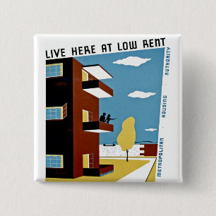 Badge Carré 5 Cm Live ici à Low Rent