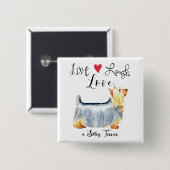 Badge Carré 5 Cm Live Laugh Love a Silky Terrier Button (Devant & derrière)