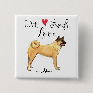 Badge Carré 5 Cm Live Laugh Love an Akita
