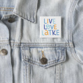 Badge Carré 5 Cm Live Love Latke Hanoukka Design (En situation)