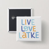 Badge Carré 5 Cm Live Love Latke Hanoukka Design (Devant & derrière)